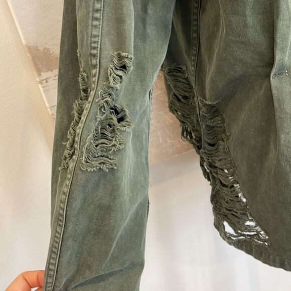 FURST OF A KIND Military Style Distressed Army Green Jacket - Picture 6 of 8